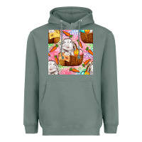 Sage Easter Bunny With Hamper Seamless Pattern Heavyweight Hoodie - BundleAndBundleShop