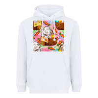 White Easter Bunny With Hamper Seamless Pattern Heavyweight Hoodie - BundleAndBundleShop