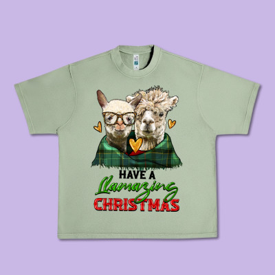 Have A Llamazing Christmas Alpaca Head Urban Heavy Tee Designed By Lillyallendesigns