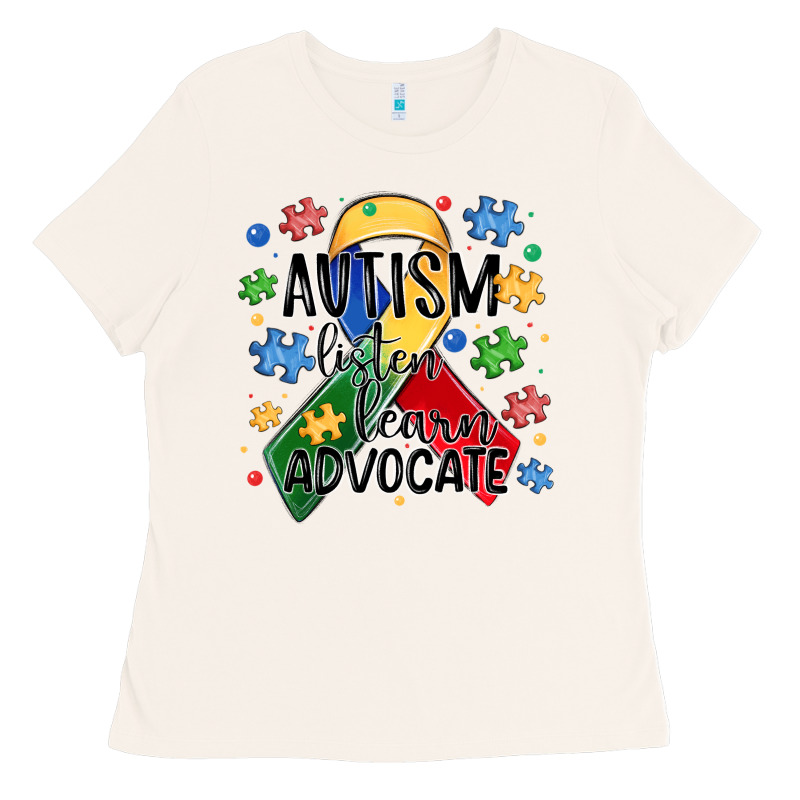 Autism Listen Learn Advocate Ladies Tee by MaliasSmallBusiness | Teevron