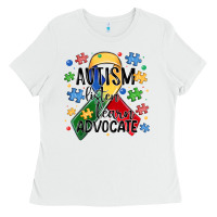 White autism listen learn advocate Ladies Tee - MaliasSmallBusiness