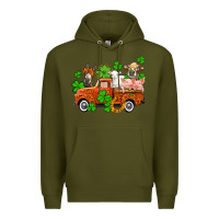Army Green St. Patrick's farm animals and truck Premium Hoodie - OliviaCreatesArt