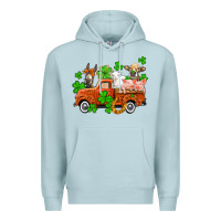 Blue Mist St. Patrick's farm animals and truck Premium Hoodie - OliviaCreatesArt