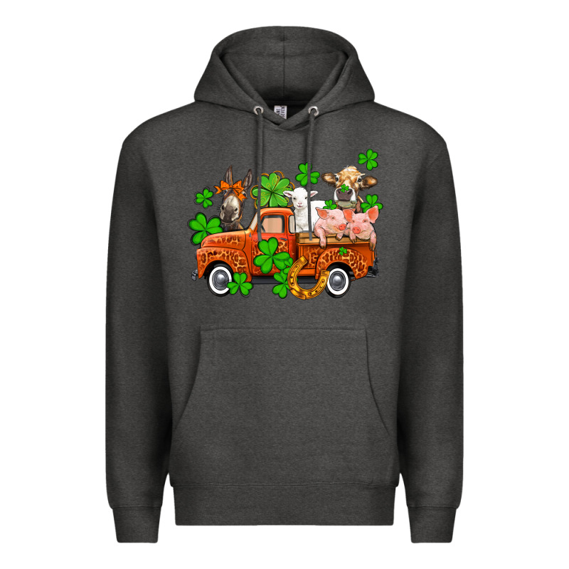 St. Patrick's Farm Animals And Truck Premium Hoodie by OliviaCreatesArt | Teevron