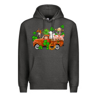 Charcoal Heather St. Patrick's farm animals and truck Premium Hoodie - OliviaCreatesArt