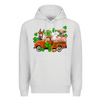 Dove Grey St. Patrick's farm animals and truck Premium Hoodie - OliviaCreatesArt