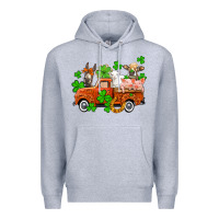 Heather Grey St. Patrick's farm animals and truck Premium Hoodie - OliviaCreatesArt