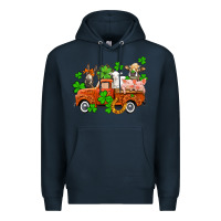 Navy St. Patrick's farm animals and truck Premium Hoodie - OliviaCreatesArt