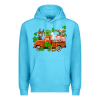 Ocean Blue St. Patrick's farm animals and truck Premium Hoodie - OliviaCreatesArt