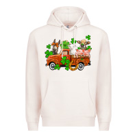 Pale Pink St. Patrick's farm animals and truck Premium Hoodie - OliviaCreatesArt