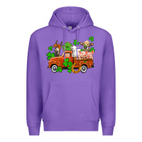 Purple St. Patrick's farm animals and truck Premium Hoodie - OliviaCreatesArt