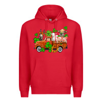 Red St. Patrick's farm animals and truck Premium Hoodie - OliviaCreatesArt
