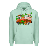 Seafoam St. Patrick's farm animals and truck Premium Hoodie - OliviaCreatesArt