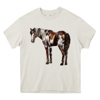Cream Mustang Horse Heavy Core Tee - LillyAllenDesigns