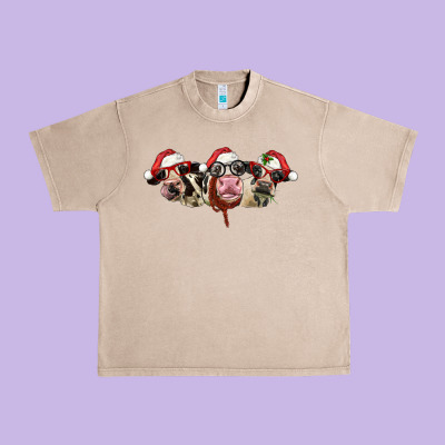 Christmas Holstein Cows Urban Heavy Tee Designed By Lillyallendesigns