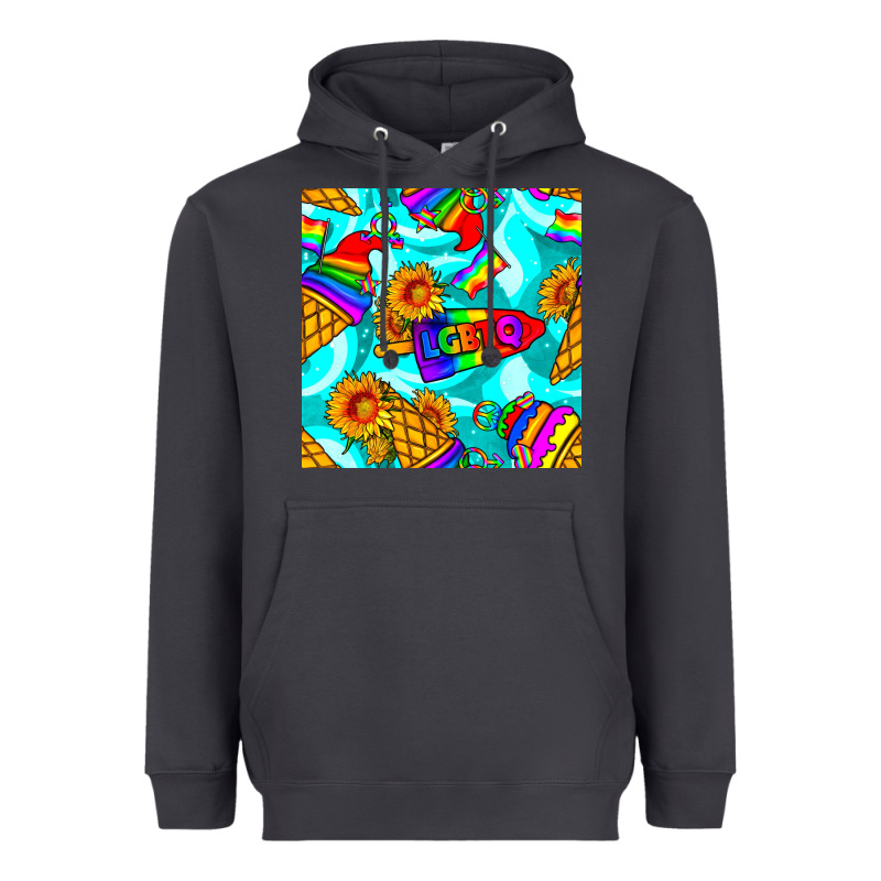 Pride Lgbtq Ice Cream And Sunflowers Seamless Heavyweight Hoodie by BundleAndBundleShop | Teevron