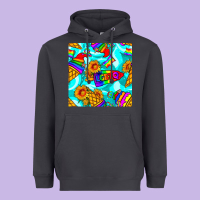 Pride Lgbtq Ice Cream And Sunflowers Seamless Heavyweight Hoodie Designed By Bundleandbundleshop