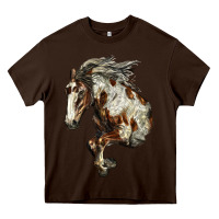 Chocolate Brown Mustang Horse Heavy Core Tee - LillyAllenDesigns