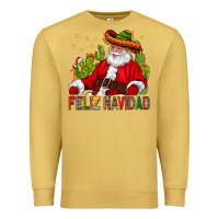 Antique Gold Feliz Navidad Santa With Cactus Premium Sweatshirt - BundleAndBundleShop