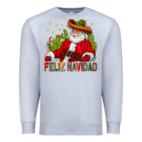 Heather Grey Feliz Navidad Santa With Cactus Premium Sweatshirt - BundleAndBundleShop