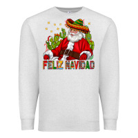 Oatmeal Heather Feliz Navidad Santa With Cactus Premium Sweatshirt - BundleAndBundleShop