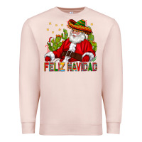 Pale Pink Feliz Navidad Santa With Cactus Premium Sweatshirt - BundleAndBundleShop