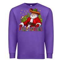 Purple Feliz Navidad Santa With Cactus Premium Sweatshirt - BundleAndBundleShop