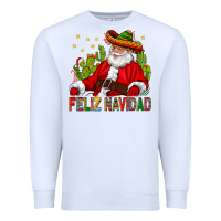 White Feliz Navidad Santa With Cactus Premium Sweatshirt - BundleAndBundleShop