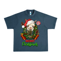 Midnight Navy merry christmas alpaca face Urban Heavy Tee - LillyAllenDesigns