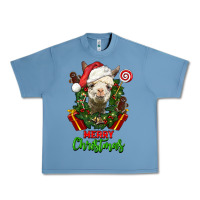 Pebble Blue merry christmas alpaca face Urban Heavy Tee - LillyAllenDesigns