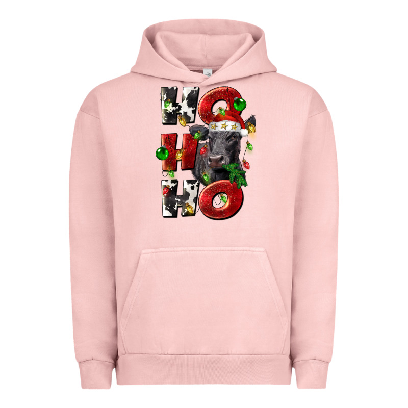 Christmas Ho Ho Ho Black Angus Urban Hoodie by LillyAllenDesigns | Teevron