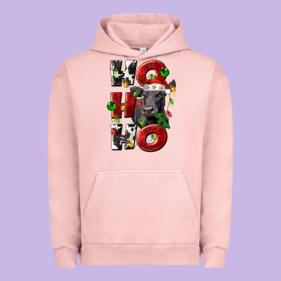 Christmas Ho Ho Ho Black Angus Urban Hoodie Designed By Lillyallendesigns