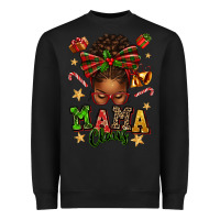 Black mama claus afro messy bun Heavyweight Sweatshirt - texasbilliewilder