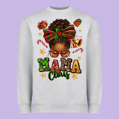 Mama Claus Afro Messy Bun Heavyweight Sweatshirt Designed By Texasbilliewilder