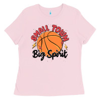 Bubblegum Pink small town big spirit Ladies Tee - MaliasSmallBusiness