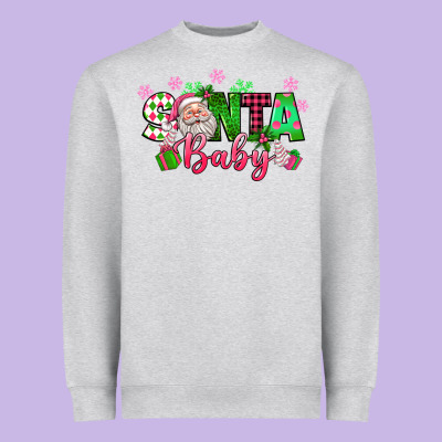 Santa Baby Pink Christmas Heavyweight Sweatshirt Designed By Texasbilliewilder