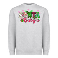 Heather Grey santa baby pink christmas Heavyweight Sweatshirt - texasbilliewilder