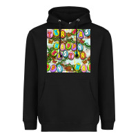 Black Happy Easter Seamless Pattern Heavyweight Hoodie - BundleAndBundleShop