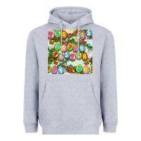 Heather Grey Happy Easter Seamless Pattern Heavyweight Hoodie - BundleAndBundleShop