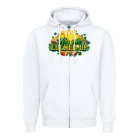 White St. Patrick's Day American Football Zipper Hoodie - HowdyJamesFarm