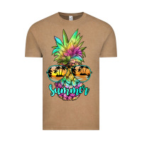Vintage Coffee tie dye pineapple, summer Vintage Tee - JahusDesignShop