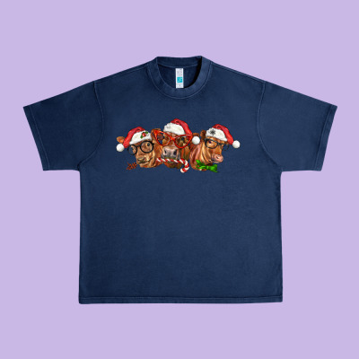Christmas Red Angus Cows Urban Heavy Tee Designed By Lillyallendesigns