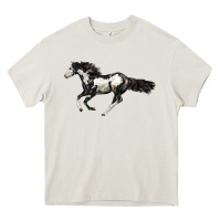 Cream American Paint Horse Heavy Core Tee - LillyAllenDesigns
