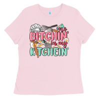 Bubblegum Pink no bitchin in my kitchin Ladies Tee - MaliasSmallBusiness