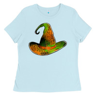 Baby Blue leopard witch hat Ladies Tee - Jasminsmagicworld