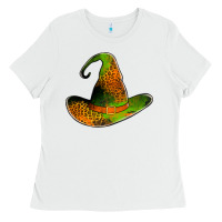 White leopard witch hat Ladies Tee - Jasminsmagicworld