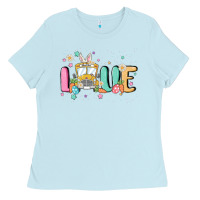 Baby Blue love school bus Ladies Tee - MaliasSmallBusiness