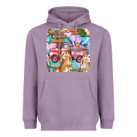 Lavender Easter Bunny With Truck Seamless Pattern Heavyweight Hoodie - BundleAndBundleShop