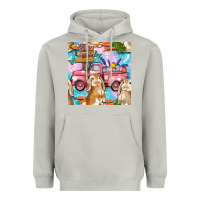 Moon Dust Easter Bunny With Truck Seamless Pattern Heavyweight Hoodie - BundleAndBundleShop