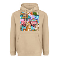 Mushroom Easter Bunny With Truck Seamless Pattern Heavyweight Hoodie - BundleAndBundleShop